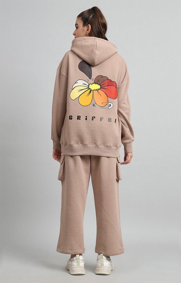 Women's Beige Printed Tracksuits