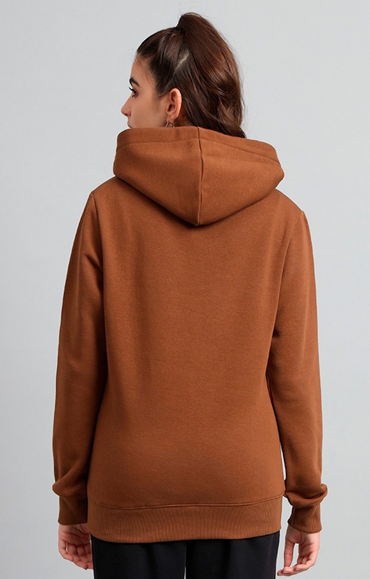 Women's Brown Printed Hoodies