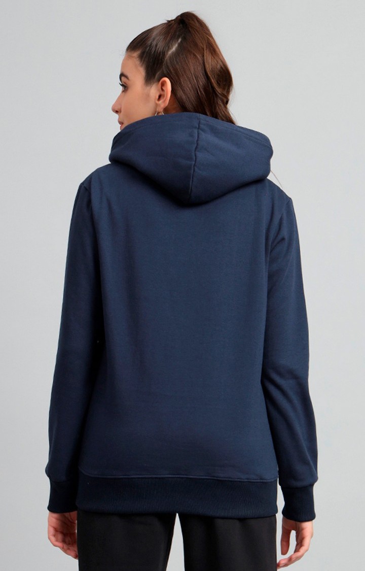 Women's Navy Blue Printed Hoodies