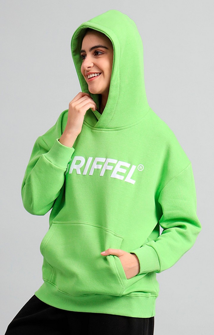 Women's Green Printed Hoodies