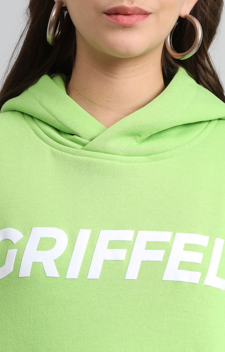 Women's Green Printed Hoodies