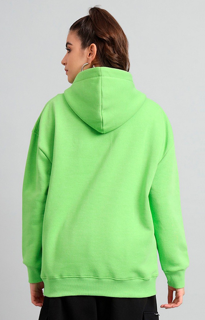 Women's Green Printed Hoodies