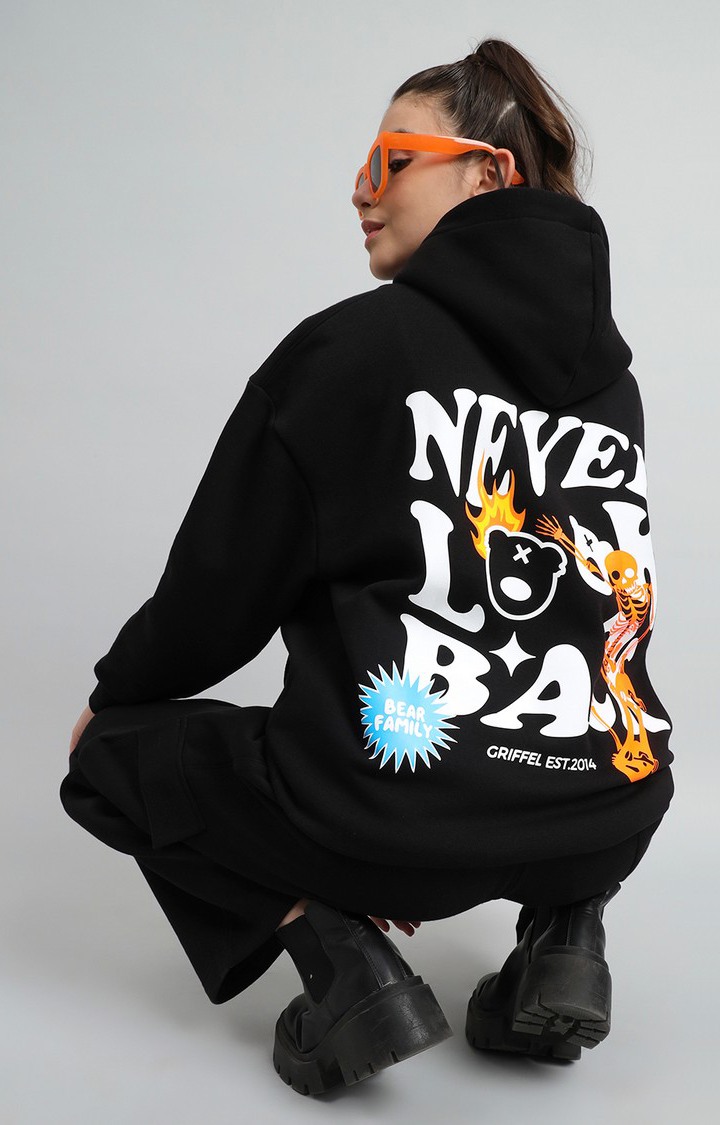 Women's Black Printed Hoodies