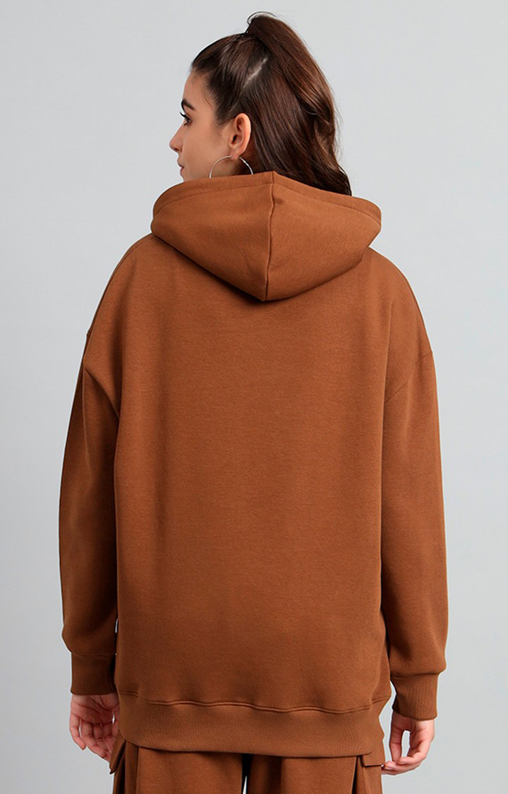 Women's Brown Printed Hoodies