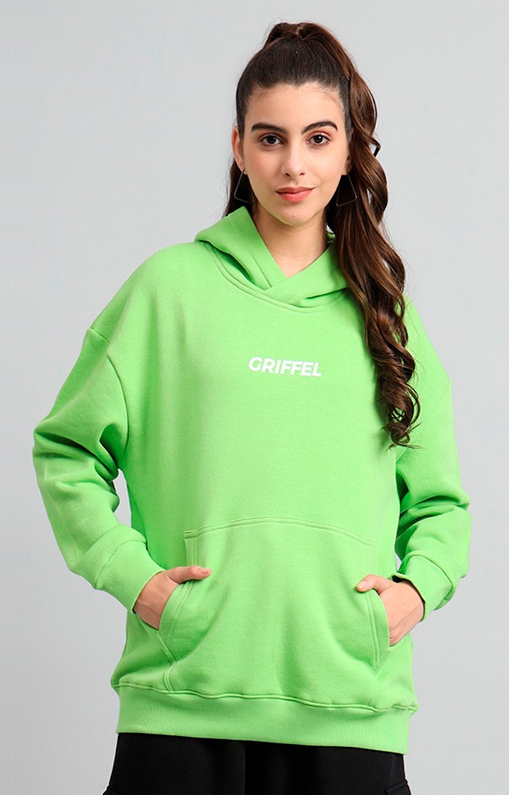 GRIFFEL | Women's 's Parrot Front Logo Oversized Fleece Hoodie Sweatshirt