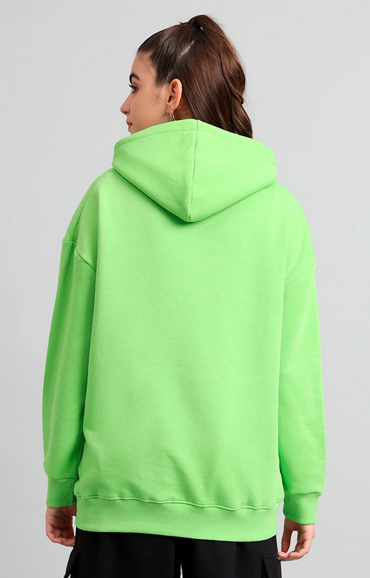 Women's Green Printed Hoodies