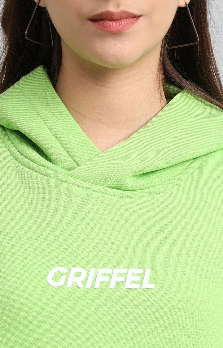 Women's Green Printed Hoodies