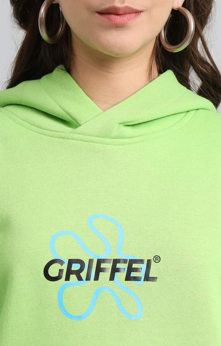 Women's Green Printed Hoodies