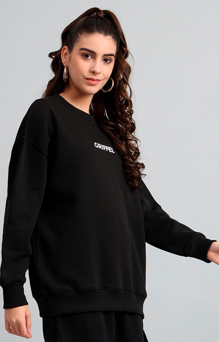 Women's Black Printed Sweatshirts