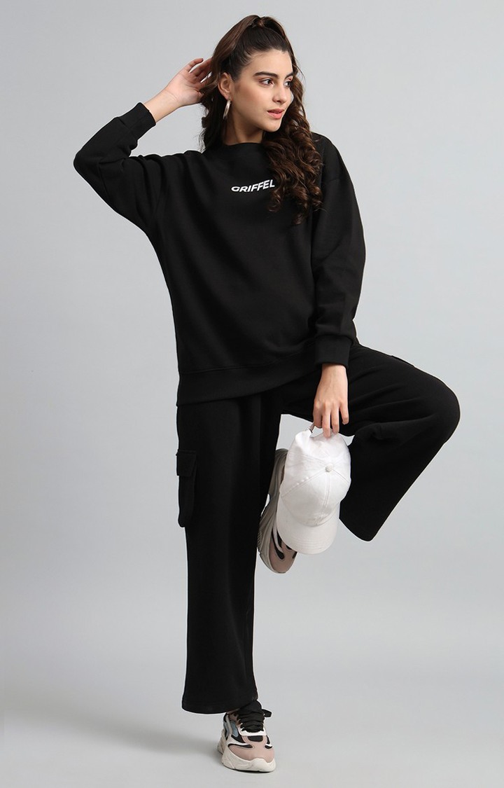 Women's Black Printed Sweatshirts