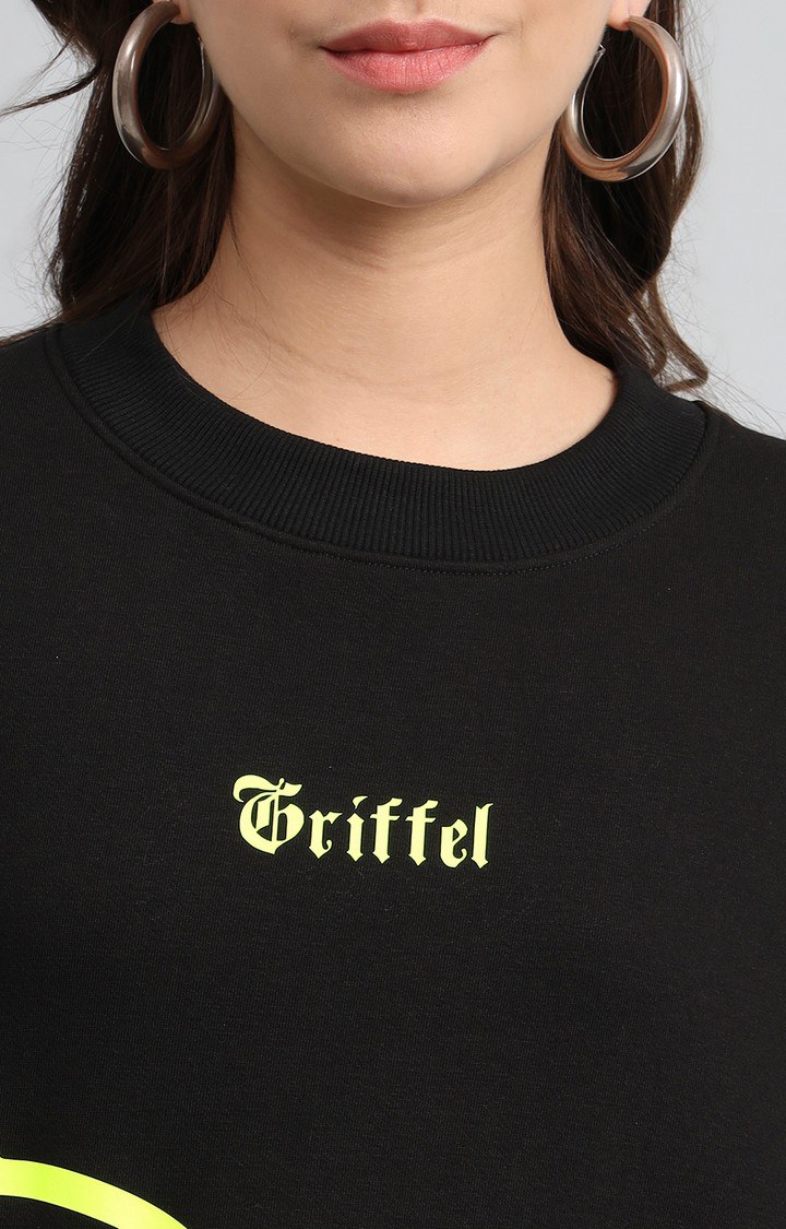 Women's Black Printed Sweatshirts