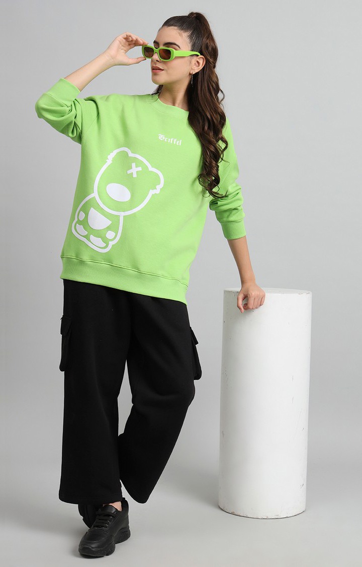 Women's Green Printed Sweatshirts