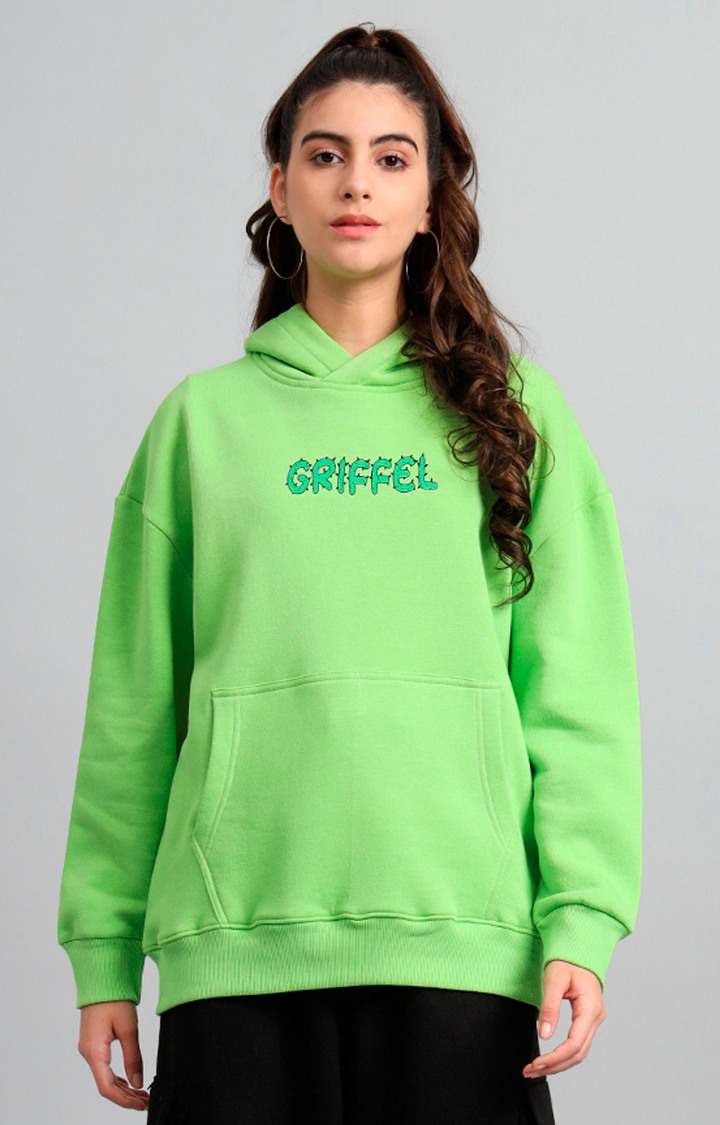 Women's Green Printed Hoodies