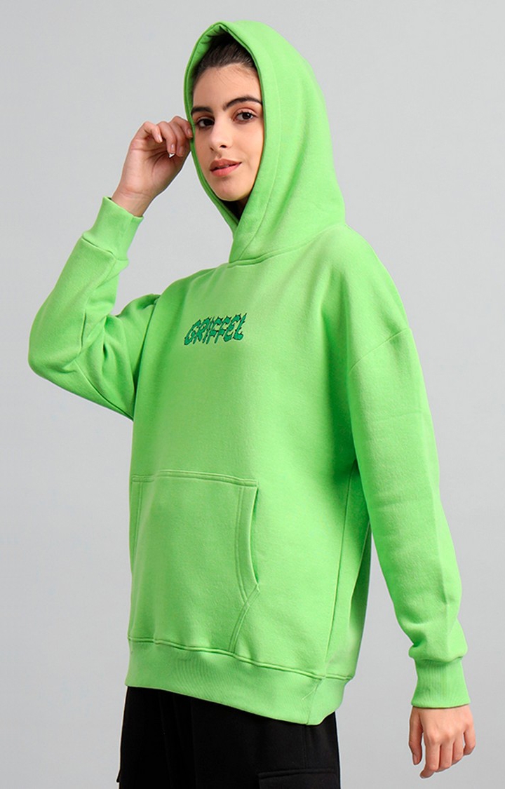 Women's Green Printed Hoodies