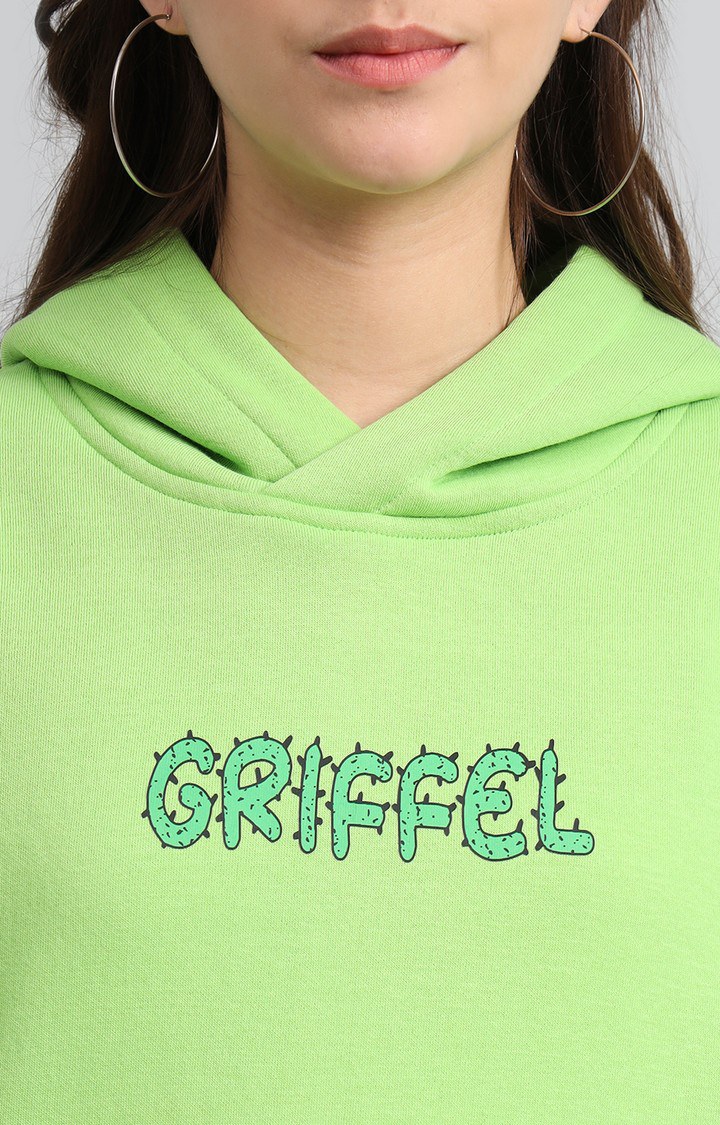 Women's Green Printed Hoodies