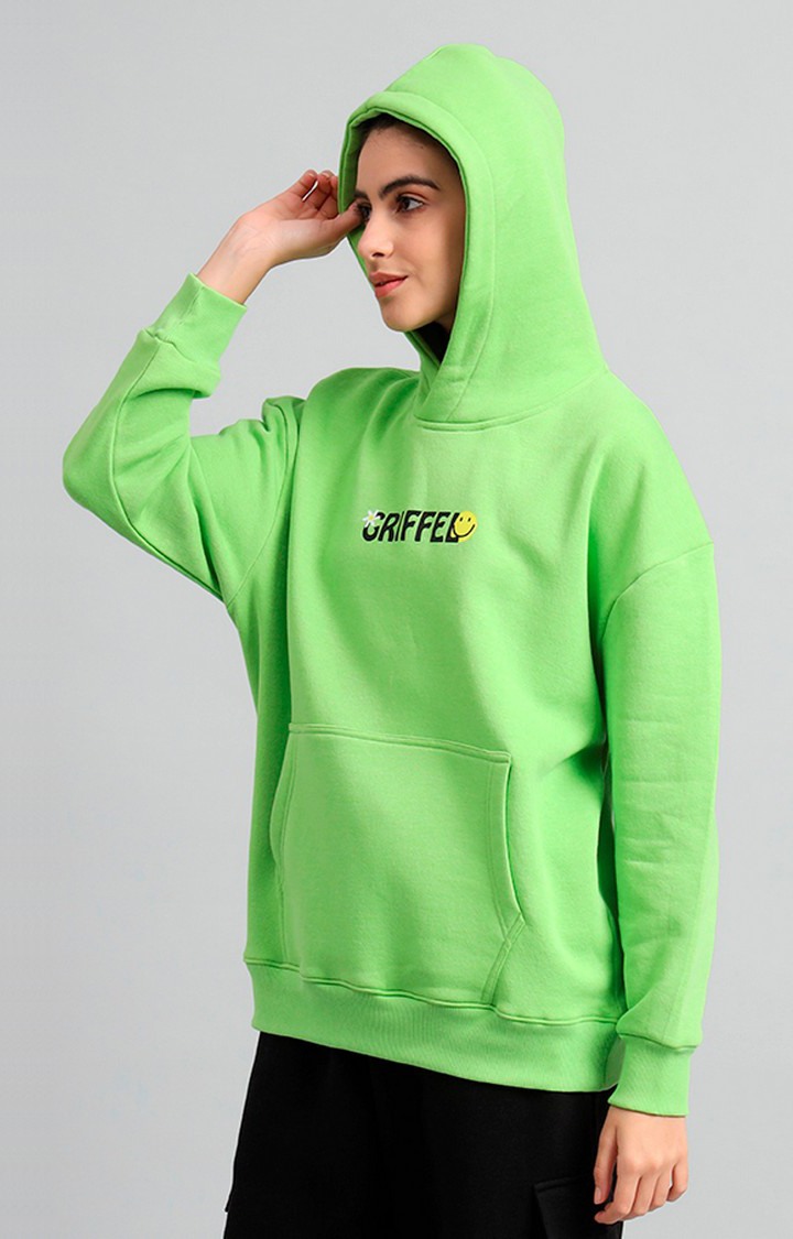 Women's Green Printed Hoodies