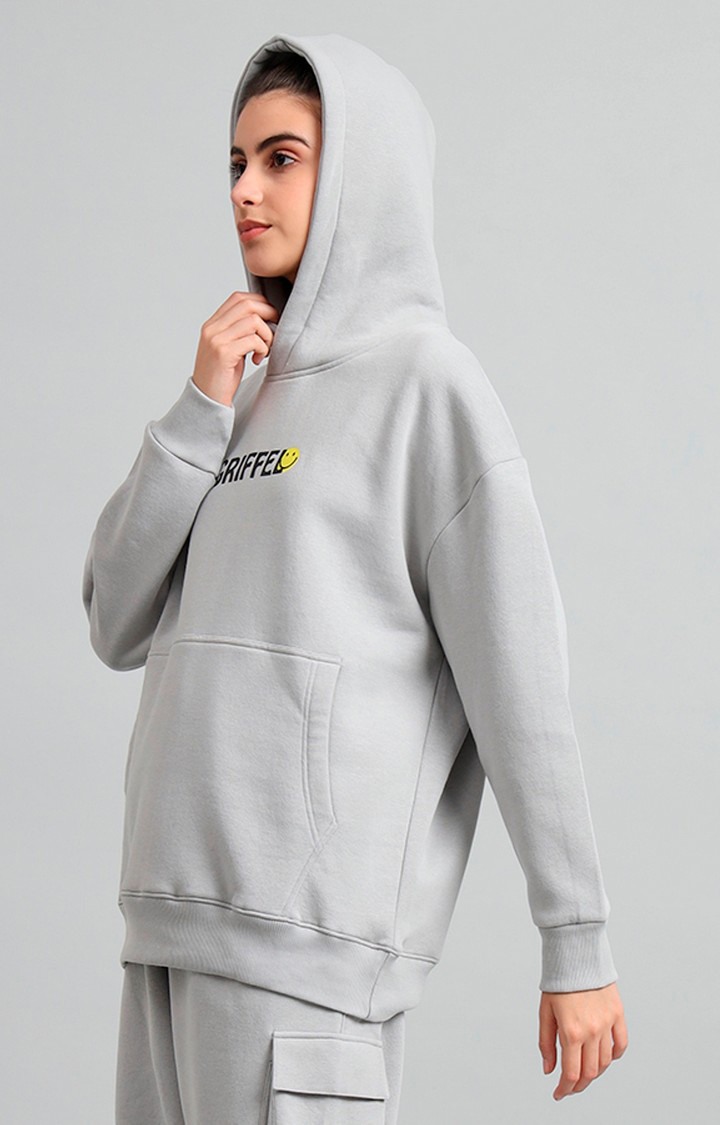 Women's Grey Printed Hoodies