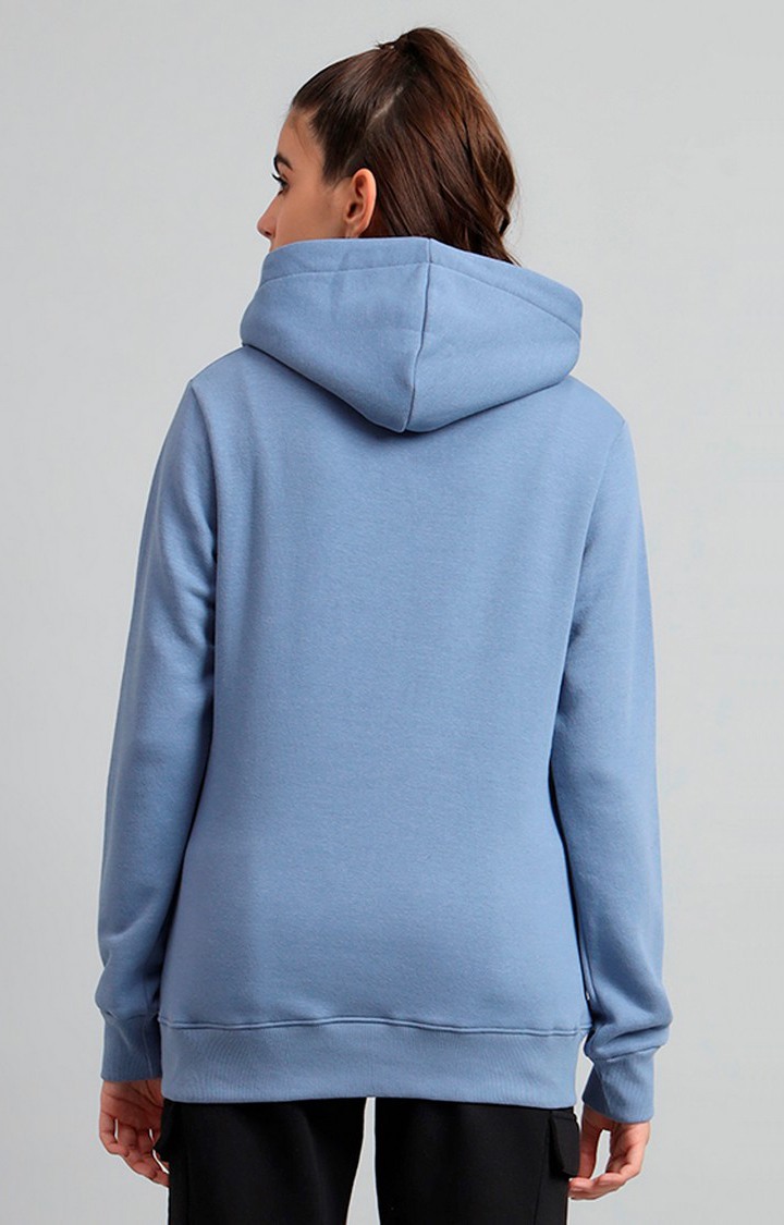 Women's Blue Printed Hoodies