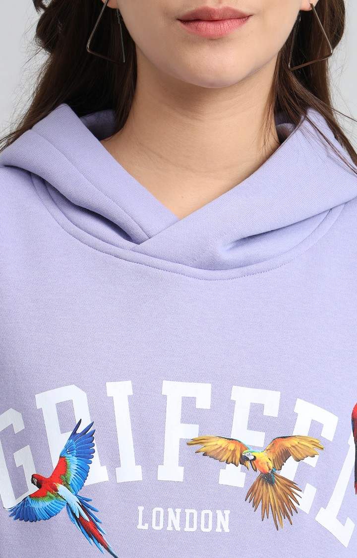 Women's Mauve Printed Hoodies