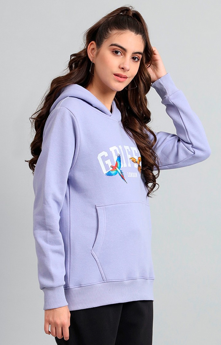 Women's Mauve Printed Hoodies