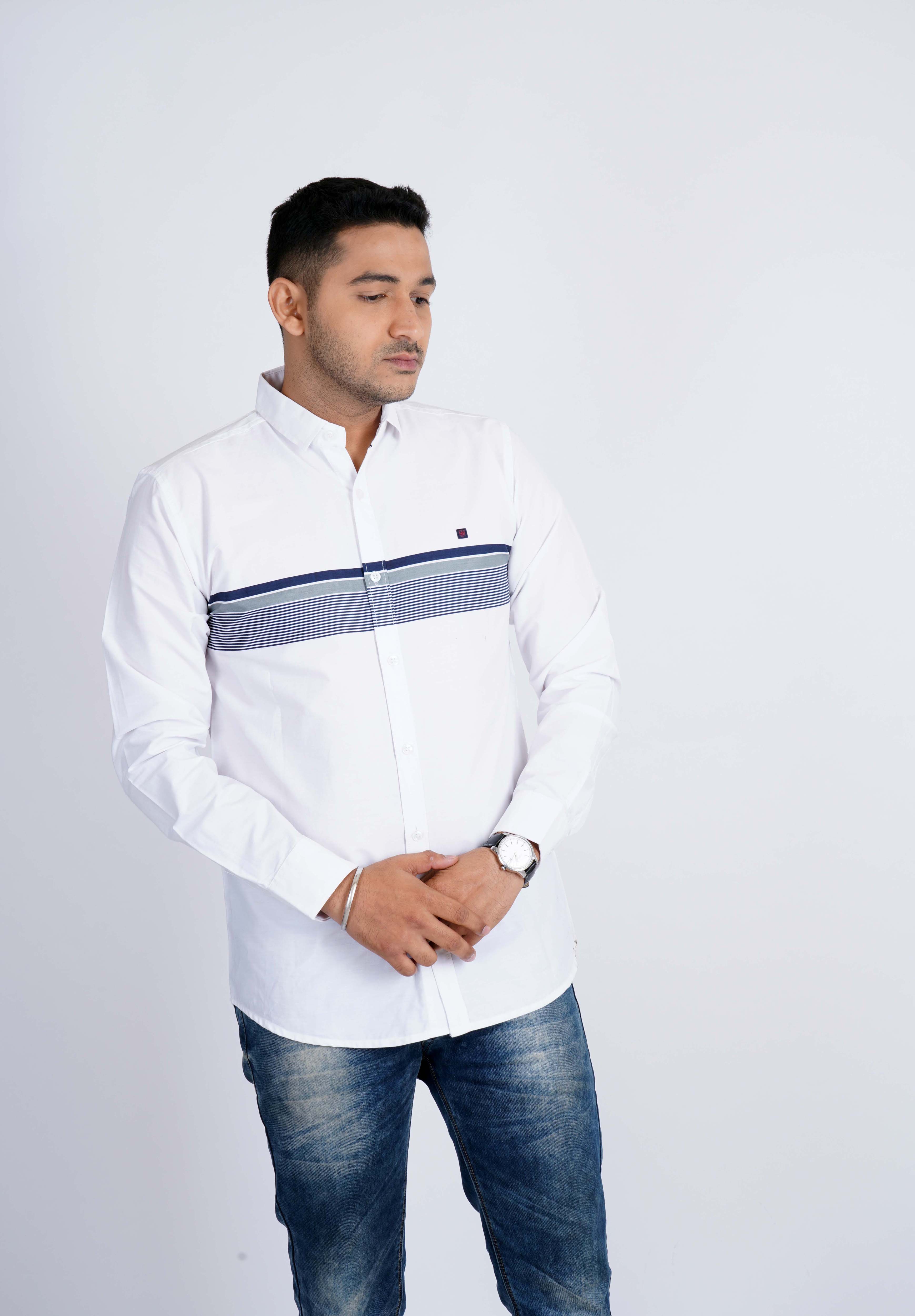 Pure White Panel Cotton Shirt