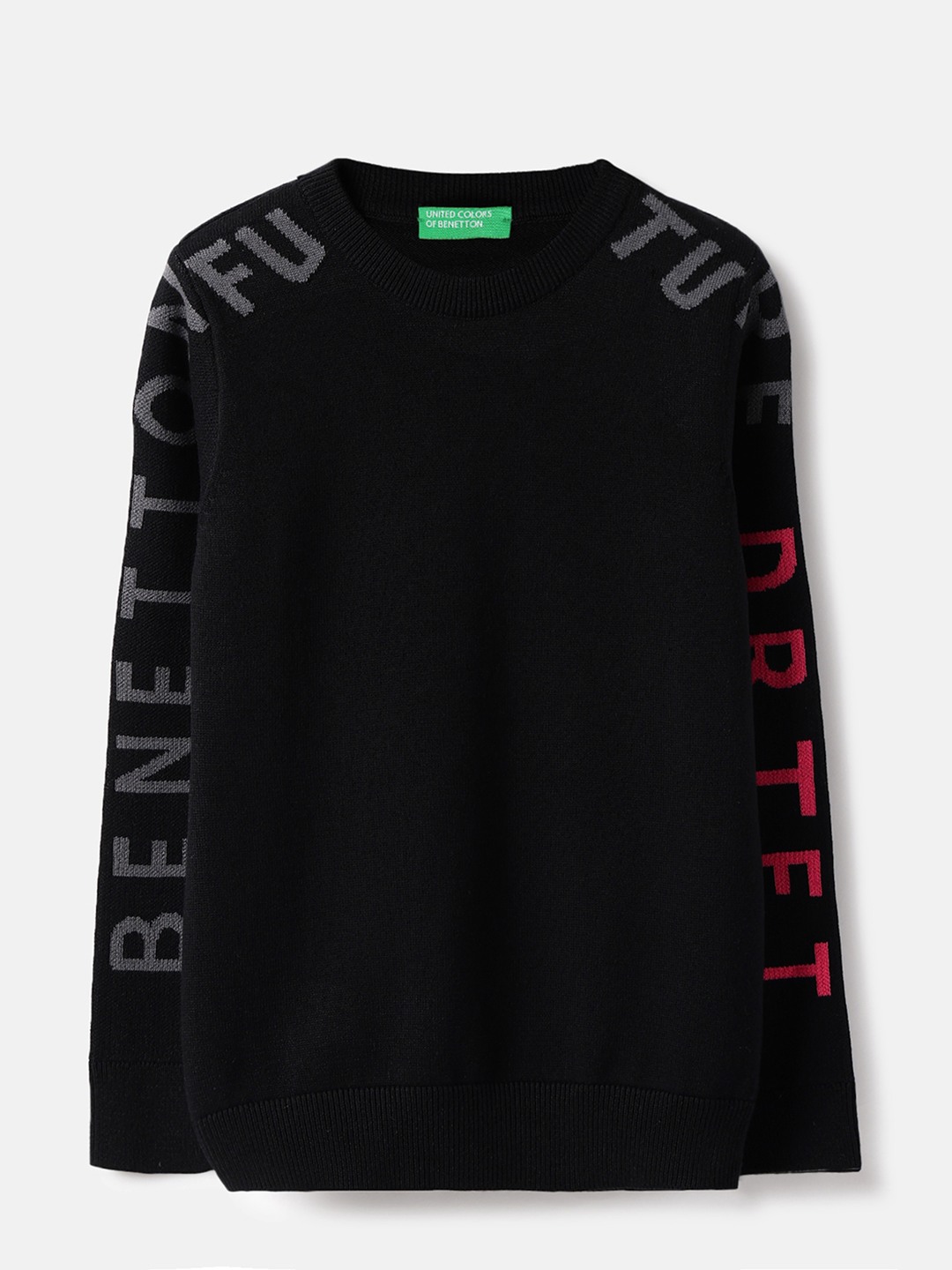 United Colors of Benetton Regular Fit Round Neck Printed Future Drift Placement Sweater