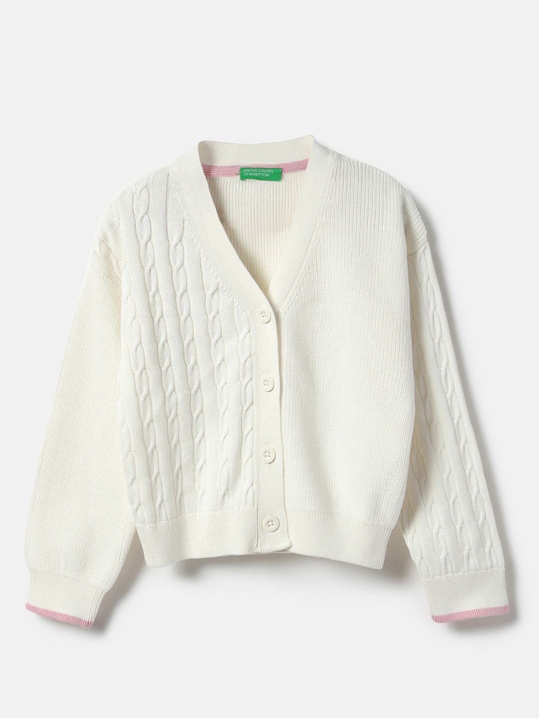 United Colors of Benetton Regular Fit V Neck Knitted Cardigan