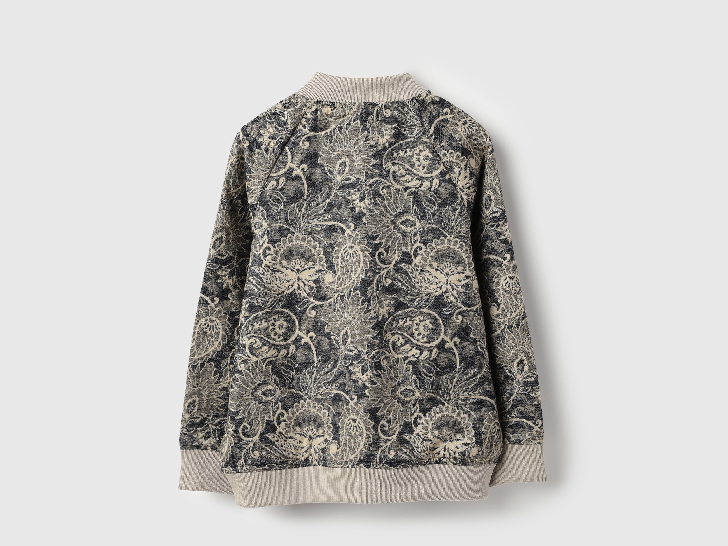 United Colors Of Benetton Regular Fit Band Collar Paisley Light Weight Jacquard Jacket