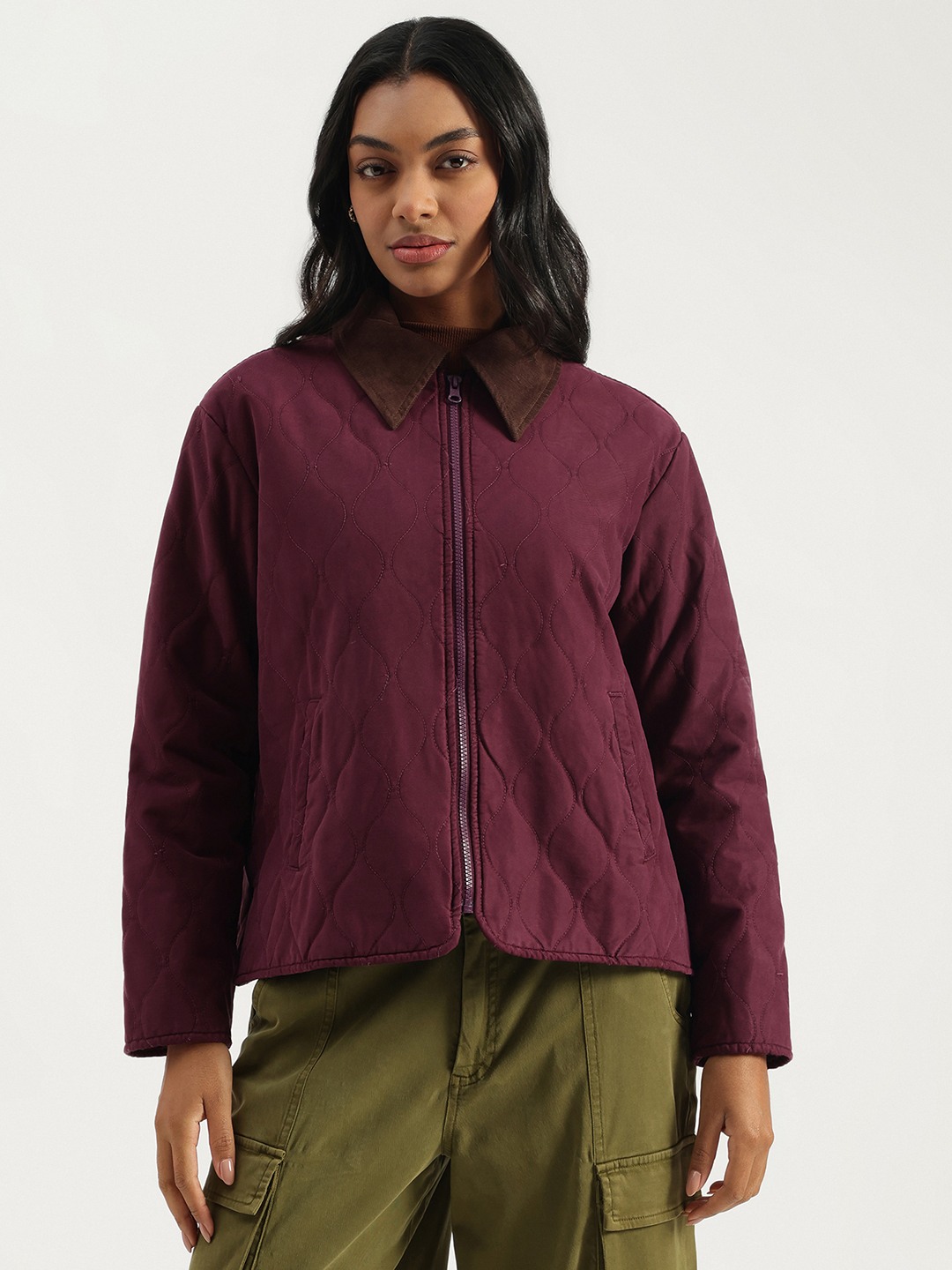 United Colors of Benetton Spread Collar Quilted Twill Jacket