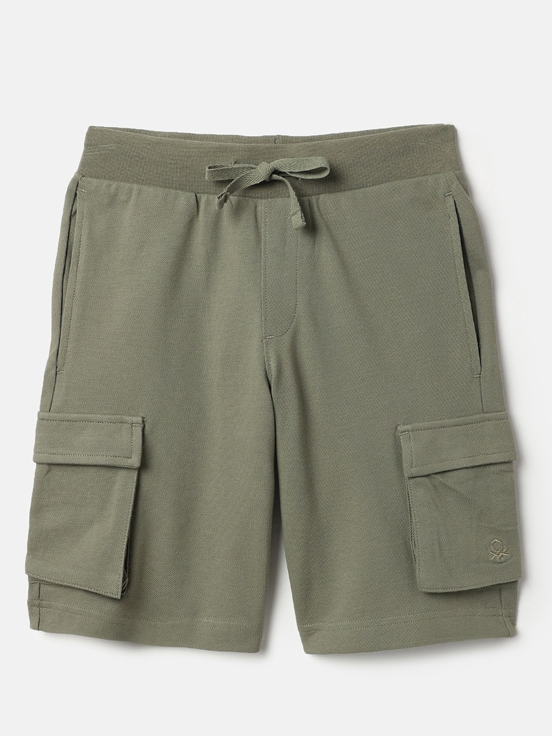 United Colors of Benetton Solid Regular Fit Cargo Pique Shorts