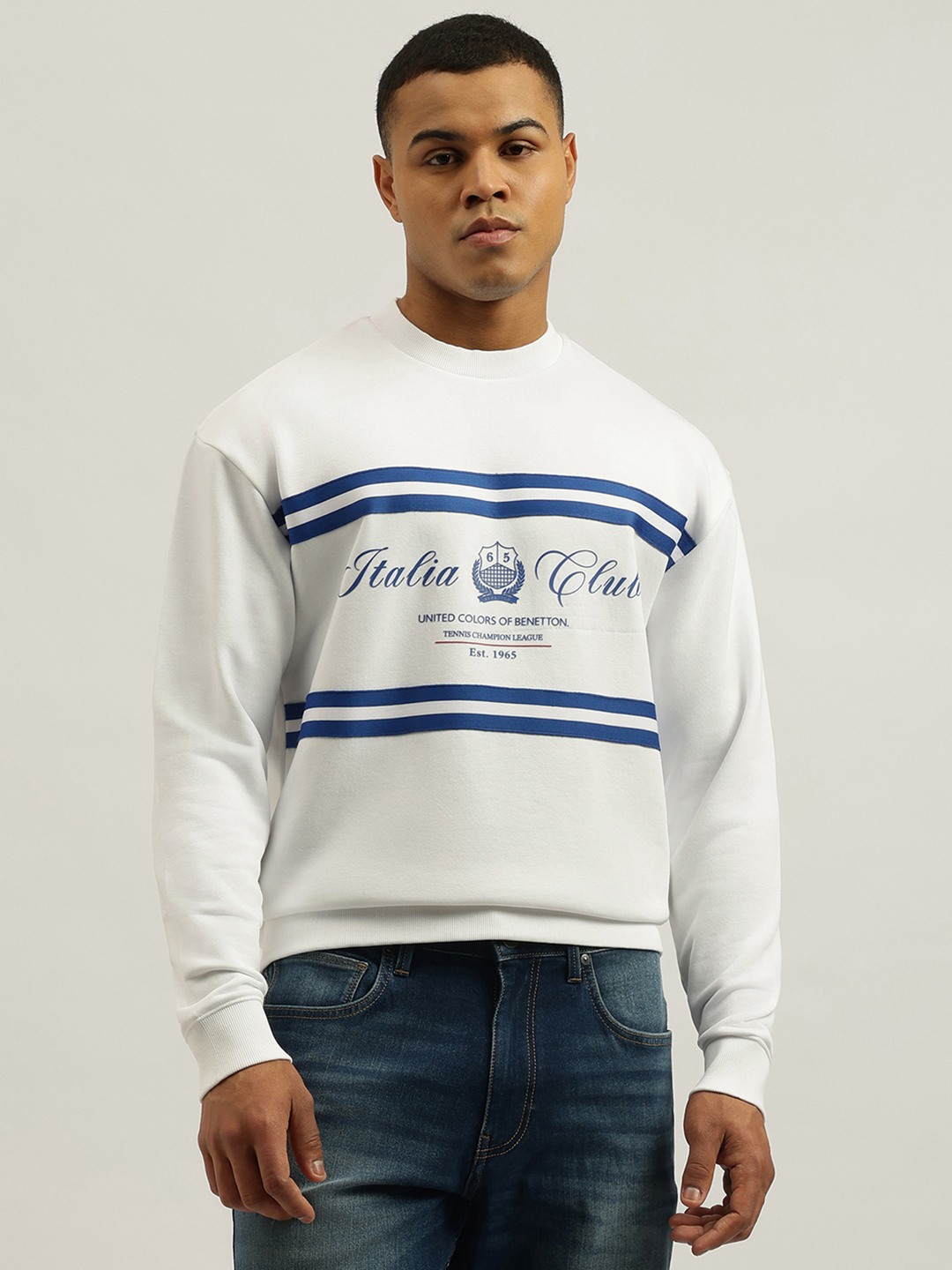 United Colors of Benetton Oversized Fit Crew Neck Typography Classic Terry Sweatshirt