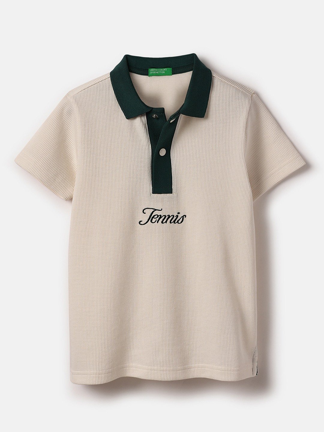 United Colors of Benetton Regular Fit Polo Neck Textured T-Shirt