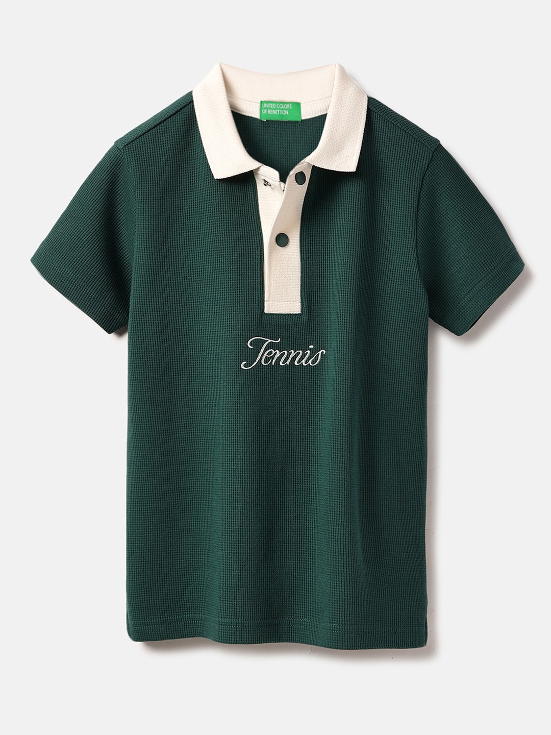 United Colors of Benetton Regular Fit Polo Neck Tennis Waffle T-Shirt