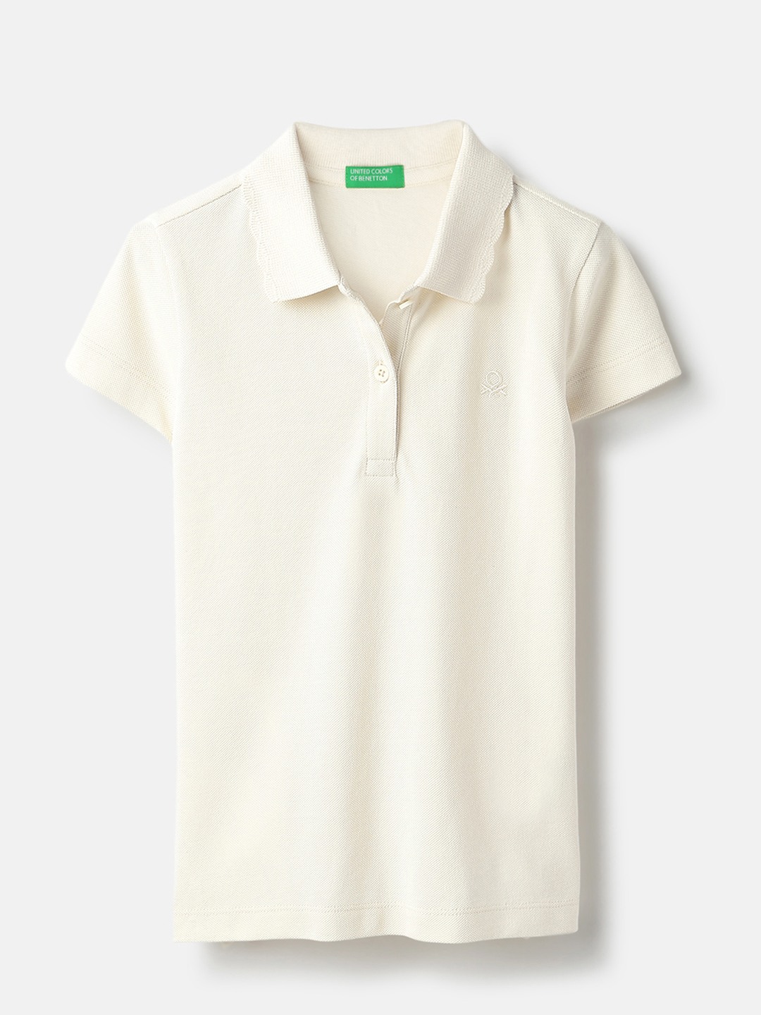 United Colors of Benetton Regular Fit Solid Scallop Collar Polo T-Shirt