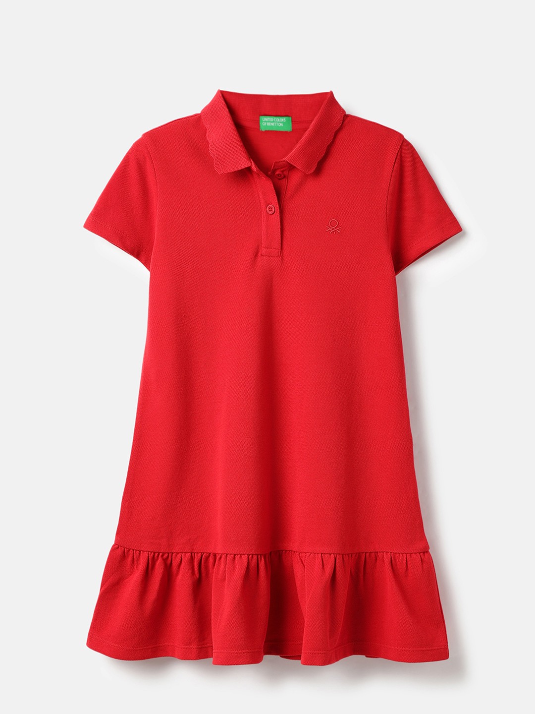 United Colors of Benetton Regular Fit Solid Scallop Collar Polo Dress