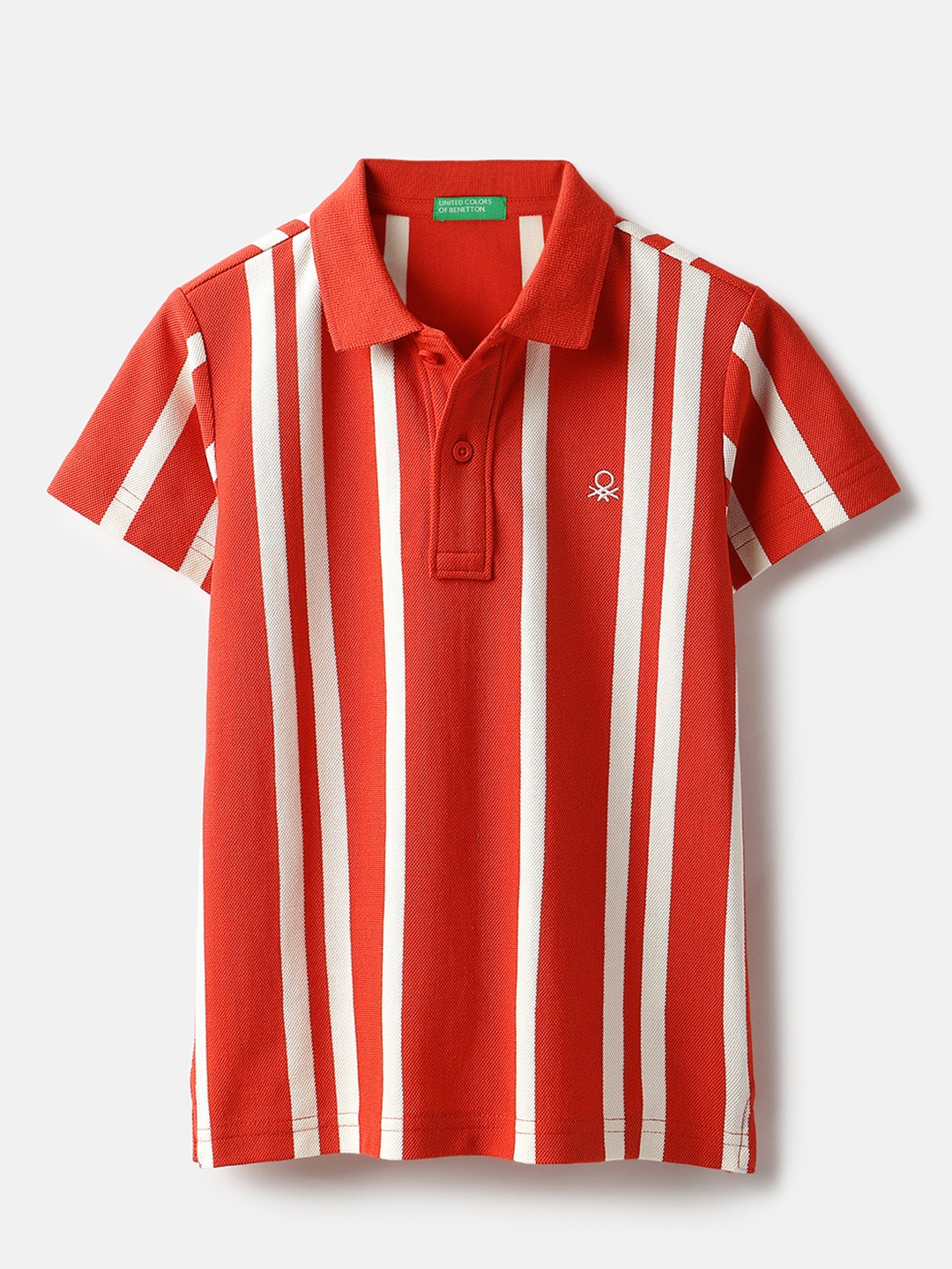 United Colors of Benetton Regular Fit Polo Neck Vertical Stripes T-Shirt