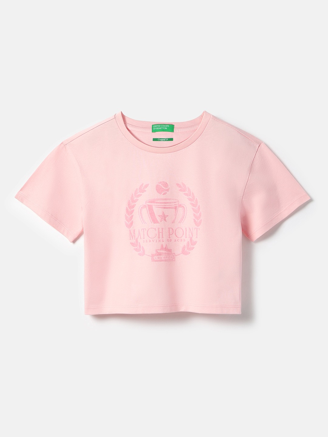 United Colors of Benetton Regular Fit Round Neck Self Design T-Shirt