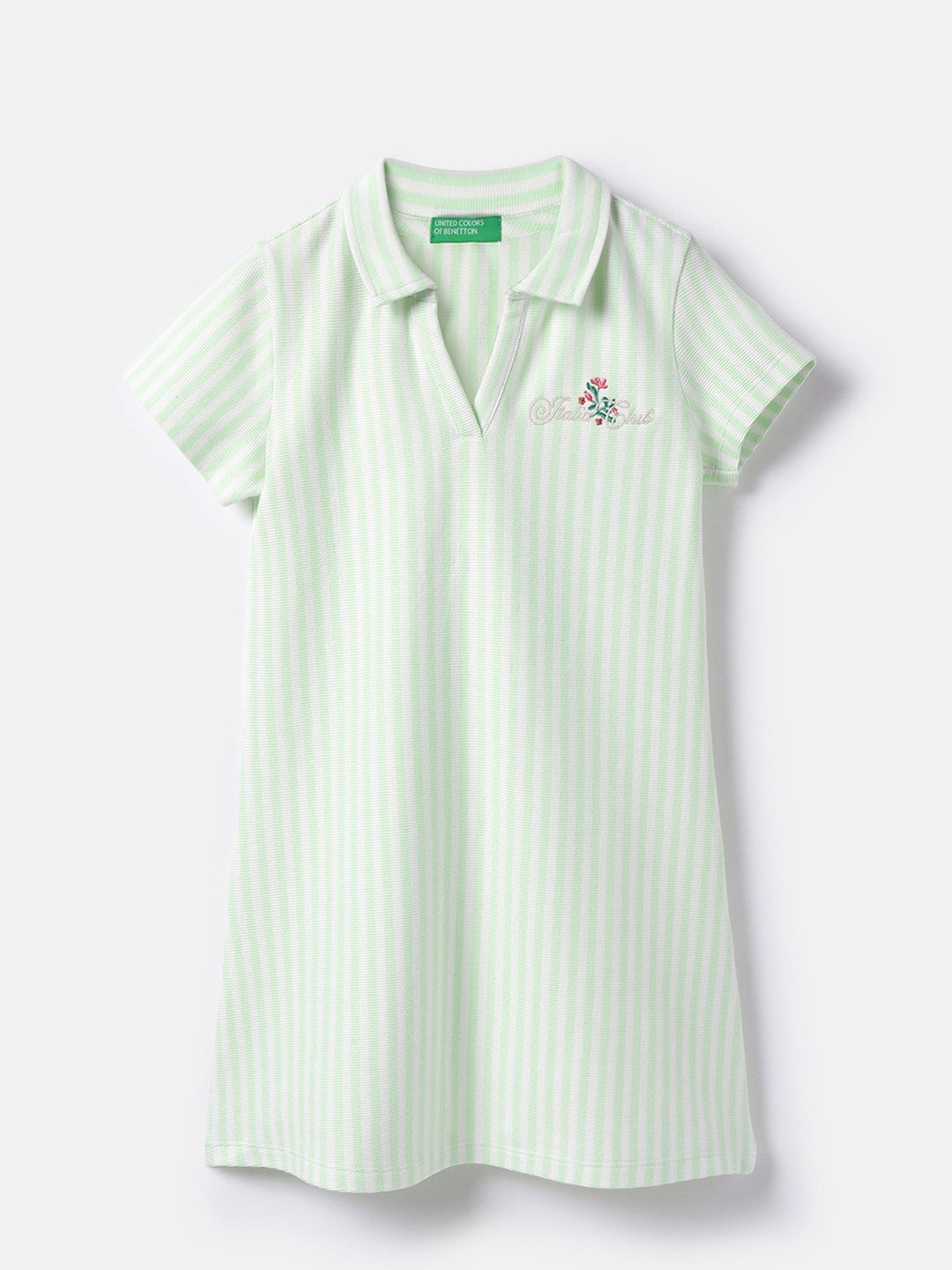 United Colors of Benetton Regular Fit Polo Neck Stripe Dress