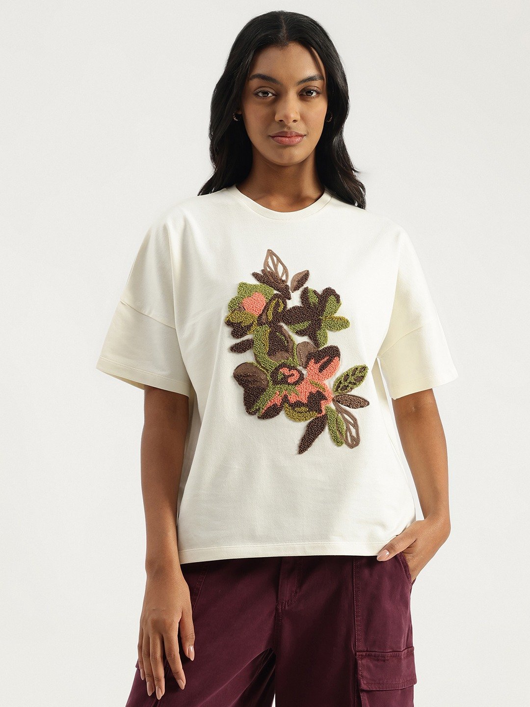 United Colors of Benetton Round Neck Embroidered T-Shirt
