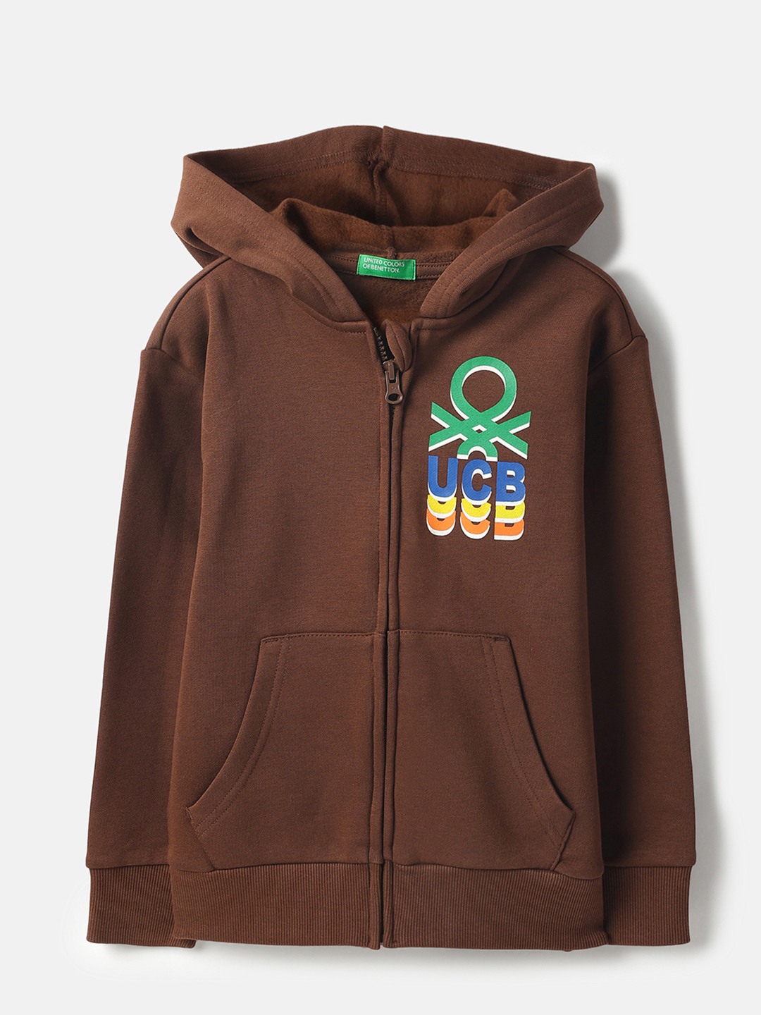 United Colors of Benetton Regular Fit Hooded Neck Solid Front Open Hoodie
