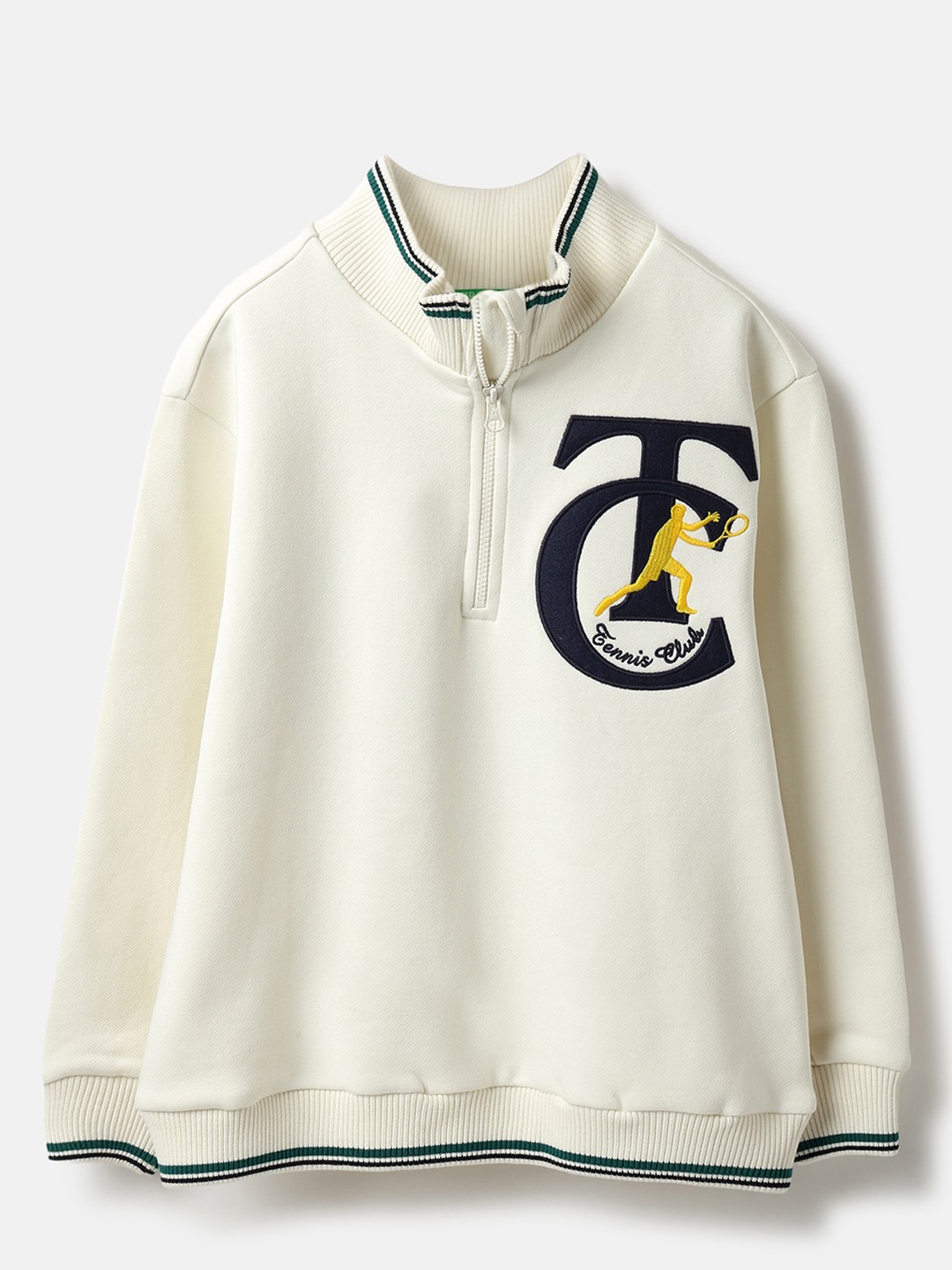 United Colors of Benetton Regular Fit Mock Neck Printed Sweatshirt