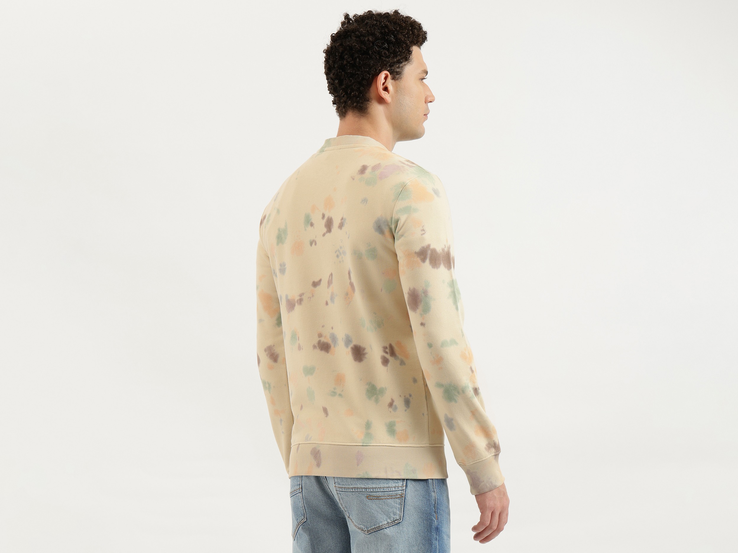 United Colors of Benetton Regular Fit Crew Neck Printed Paint Splatter Terry Sweatshirt