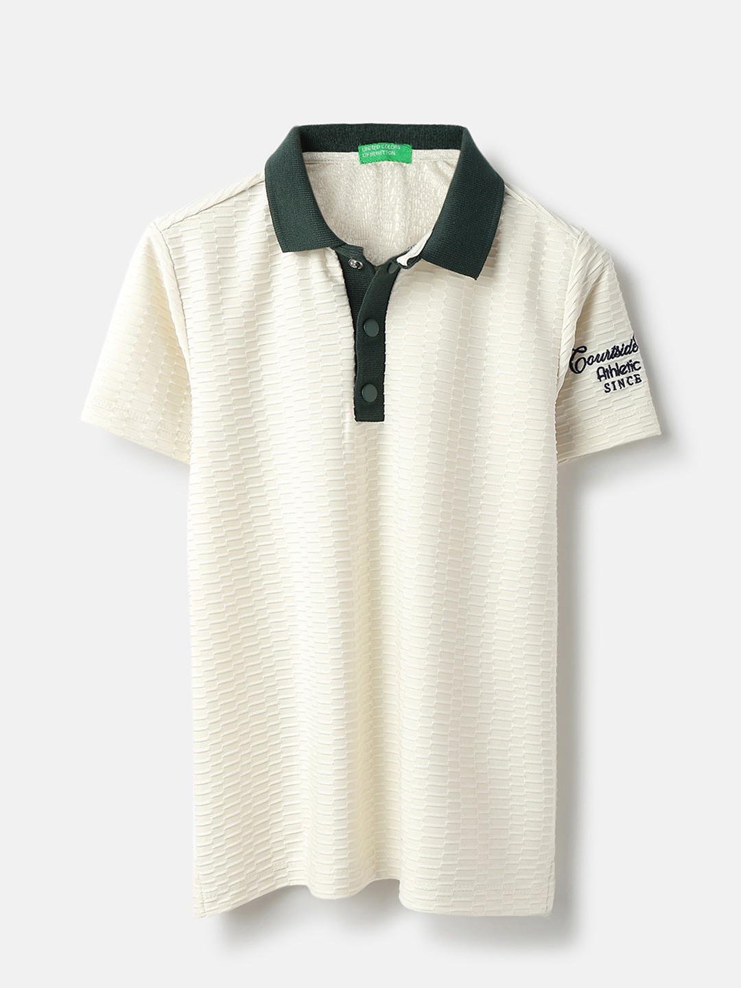 United Colors of Benetton Regular Fit Textured Contrast Collar Polo T-Shirt