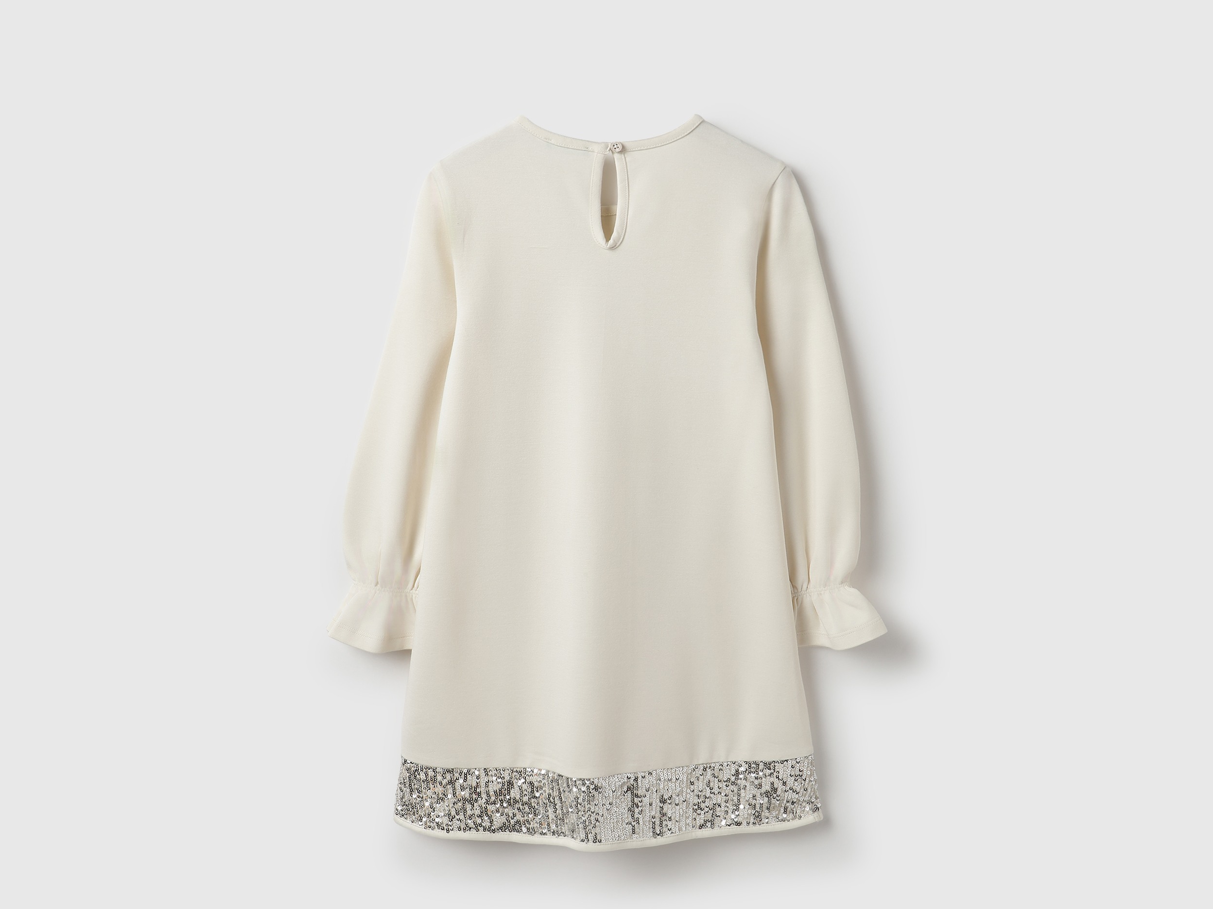 United Colors of Benetton Regular Fit Round Neck Sequin Bow Interlock Dress