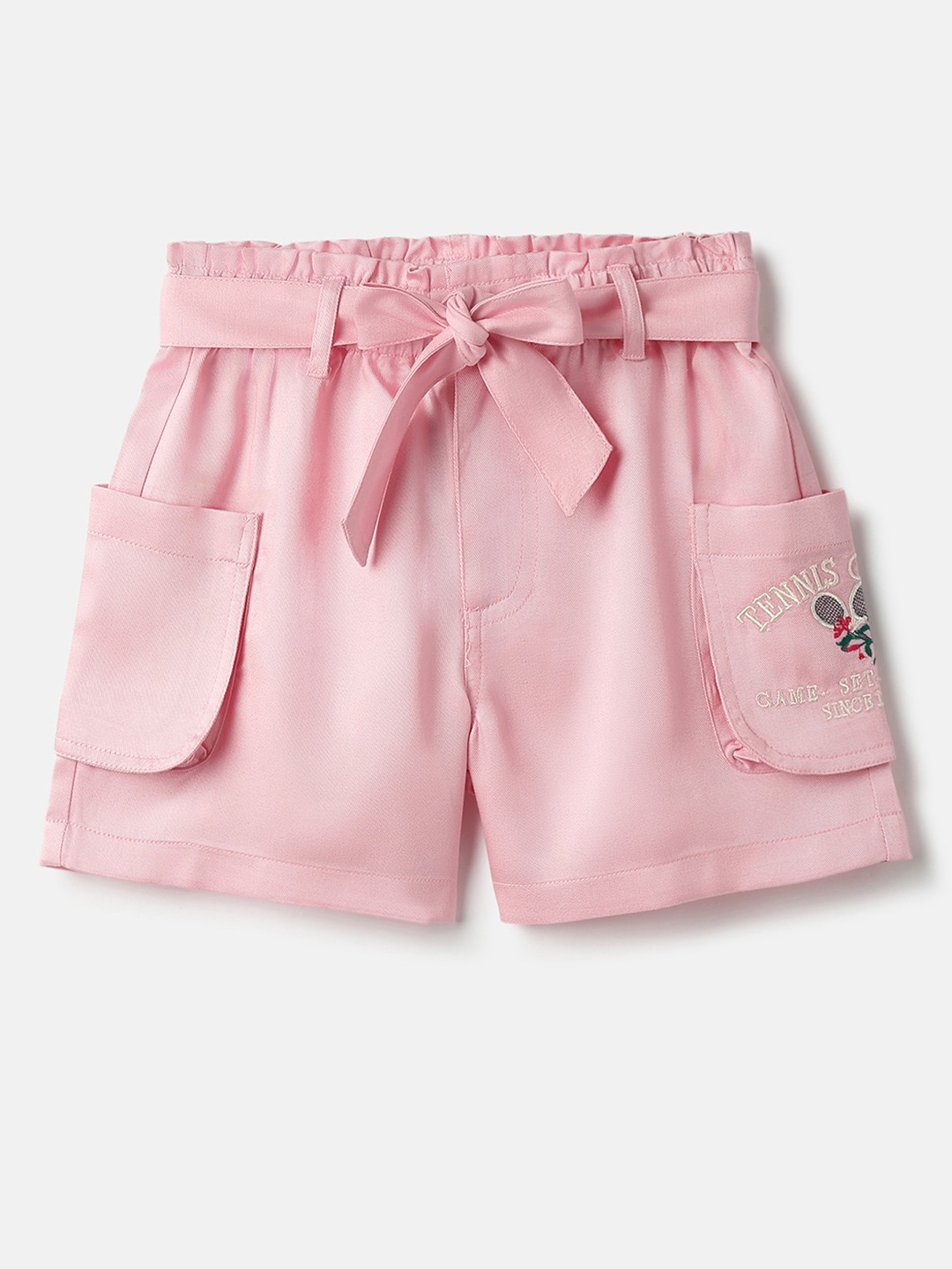 United Colors of Benetton Solid Regular Fit Paperbag Waist Shorts