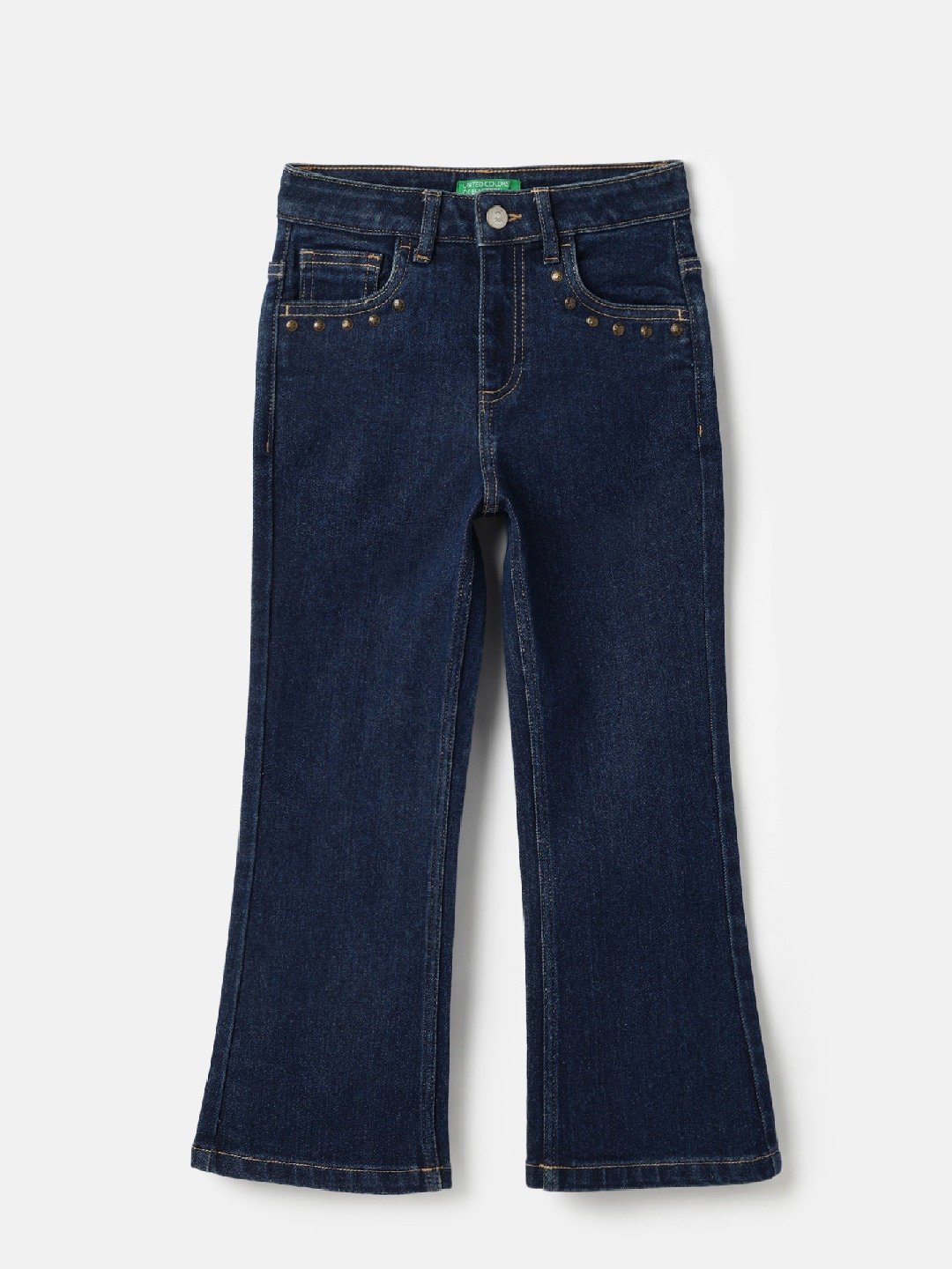 United Colors of Benetton Solid Bootcut Fit Star Studs Jeans
