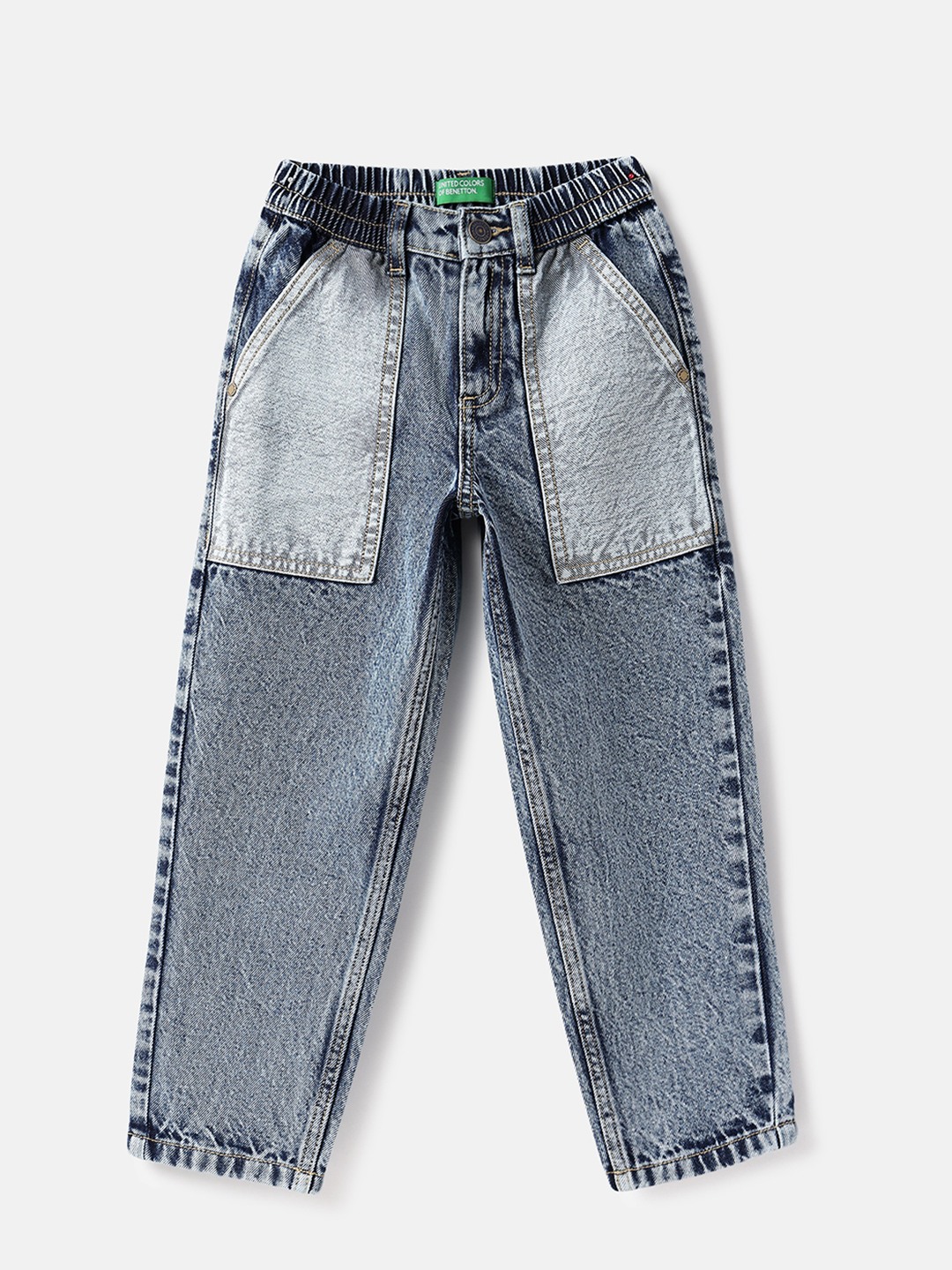 United Colors of Benetton Solid Slouchy Fit Reverse Self Patch Pocket Denim Jeans