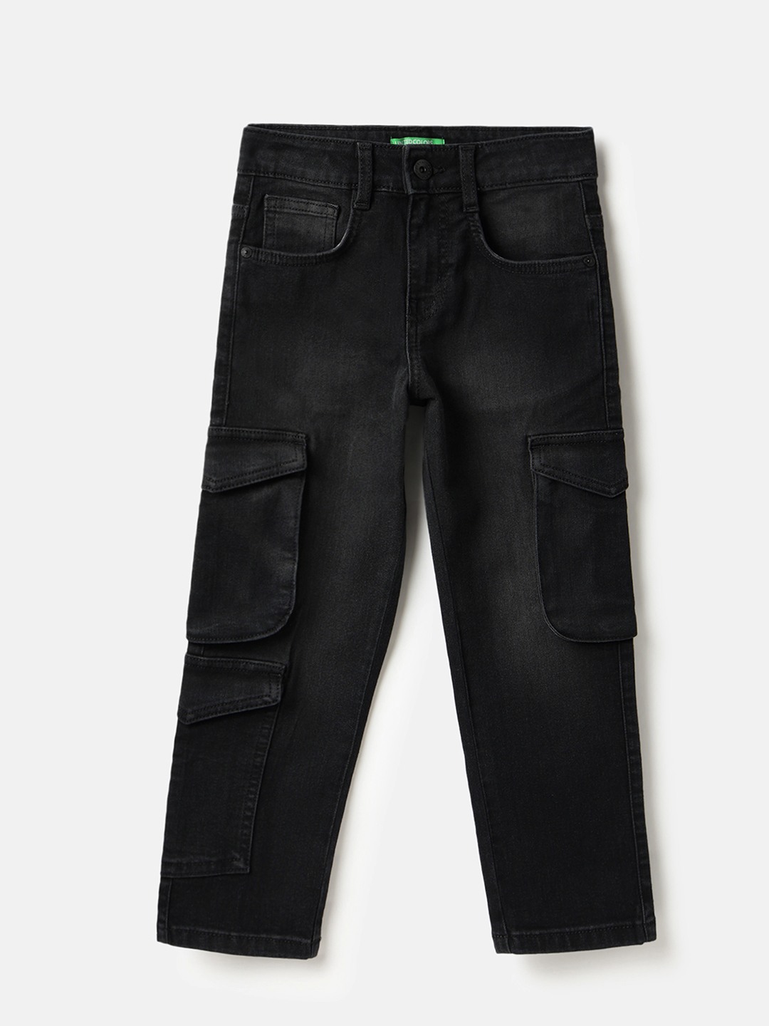 United Colors of Benetton Solid Straight Fit Cargo Pocket Denim Jeans