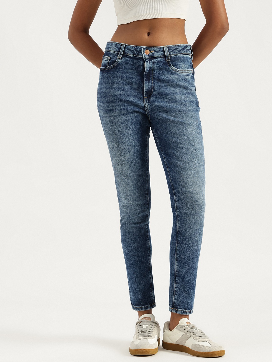 United Colors of Benetton Solid Skinny Fit Cloud Wash Denim Jeans