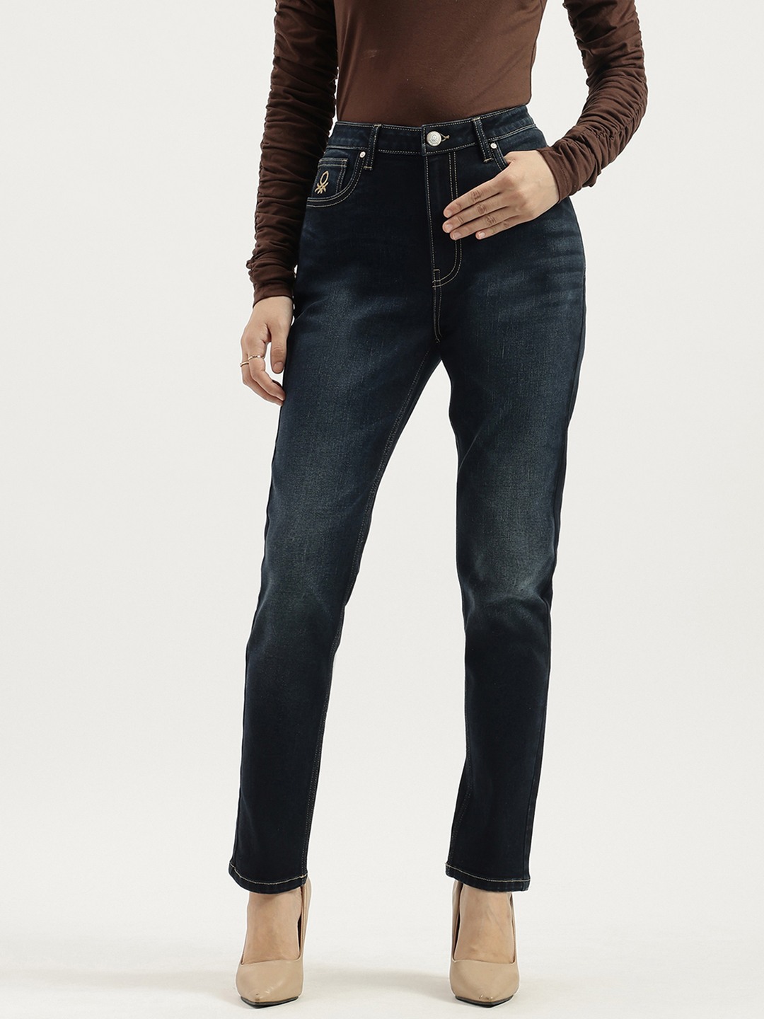 United Colors of Benetton Solid Skinny Fit Denim Jeans